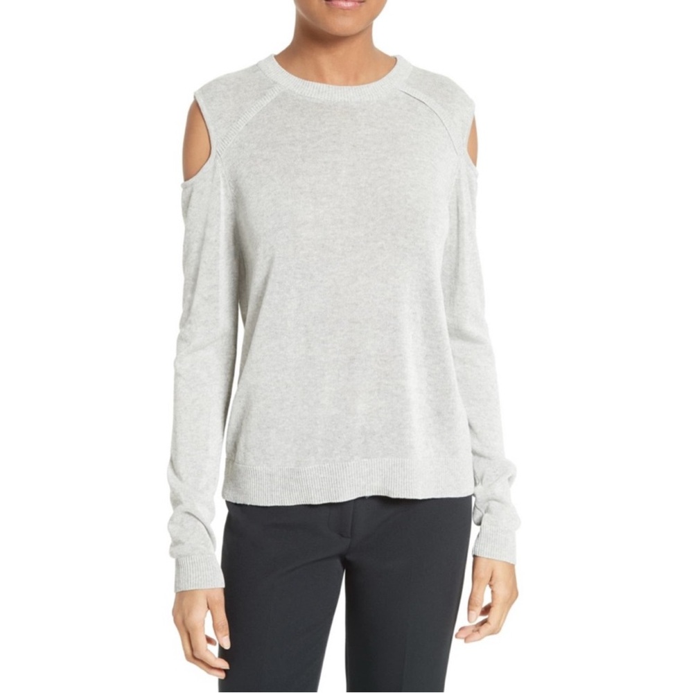 Milly Heather Gray Cold Shoulder Long Sleeve Sweater Size Small